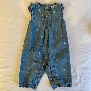 Carters Chambray Jumpsuit with Cherry Pattern